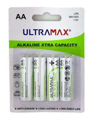 ULTRA MAX AAUMX 5 Star Value Alkaline Batteries AA Pack of 4