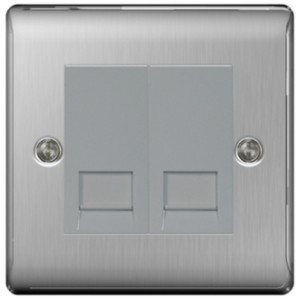 BG NBSBTS2 Modern Invisible Inserts Double Telephone Slave Brushed Steel