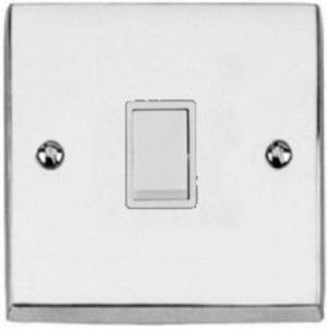 CR991 Single 1 Gang 2 Way Polished Chrome Plate Rocker Switches - Square