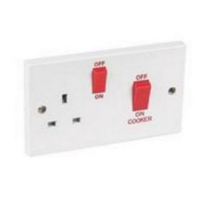 2G 45A Cooker Switch + 13A Socket + Neon