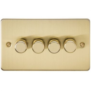 KNIGHTSBRIDGE FLAT PLATE 4G 2 WAY DIMMER 60-400W - BRUSHED BRASS, FP2164BB