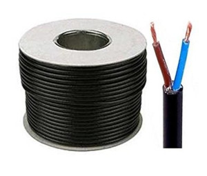 3182Y 1.0mm2 Black 2 Core PVC Flexible Cables, 10 Amps, 100m
