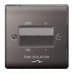 BG Nexus NBN15 Black Nickel 10 Amp Triple Pole Fan Isolator Wall Switch Plate