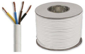3184Y 0.75mm2 White 4 Core Round Flexible Cable, 6 Amps, 100m