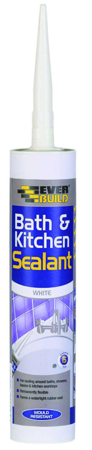 Everbuild Bath & Kitchen Sealant - White C3 Cartridge, BATH