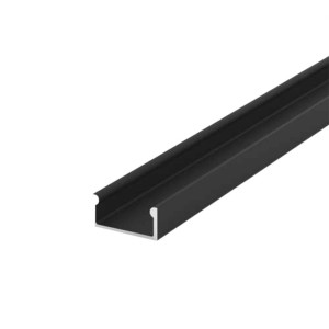 FossLED PROBK-SUR17X7-2M-BK LED Surface Aluminium diffuser Single Profile Black - 2M