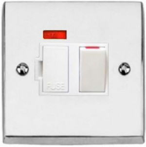 CR936 Polished Chrome 13A Switched Fused Spur Unit with Neon & White Insert