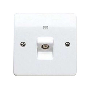 MK Electric Logic Plus Isolated TV/FM Socket White Co Axial 1 Gang K3521WHI