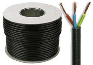 3183Y2.5-BLK 3 Core Round PVC Flexible Cable 2.5MM2 Black 1M 20 AMPS