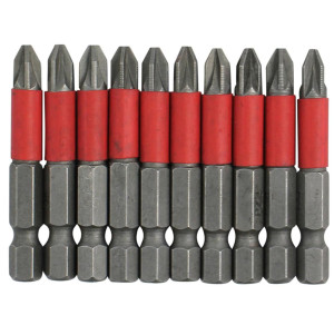Dekton DT65412 10 Piece 50mm Non-Slip Pozi* PZ2 Power Drill Screwdriver Bit Set