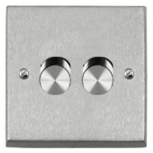 250W Push On/Off Brushed Chrome Mains Voltage Dimmer