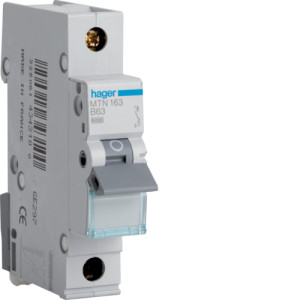 Hager Miniature Circuit Breaker, Type B, 63A with 2,8Nm Tightening Rope MTN163