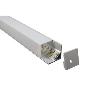 FossLED PRO-SURSQ20X22-2M-OP LED Surface Aluminium Square Opal Diffuser Wide Profile - 2M