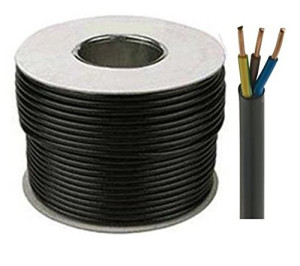 3183R 2.5mm2 Black 3 Core Round Tough Rubber Flex, 20 Amps, 100m