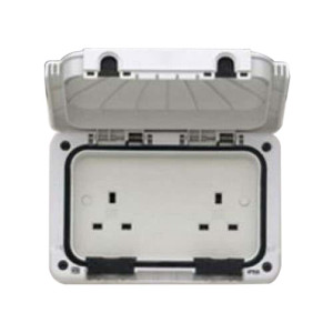 MK Electric Masterseal Plus Unswitched Socket Grey 13 Amp 2-Gang IP66 K56481GRY