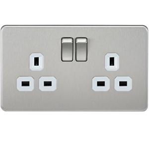 Knightsbridge SF9000BCW*4 13A 2-Gang Screwless DP Switched Socket - Brushed Chrome, 4pc