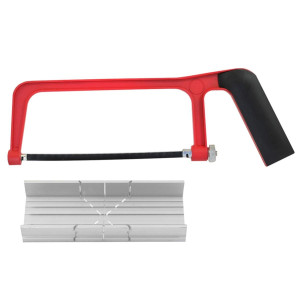 Dekton DT45520 6inc / 150mm Junior Hacksaw & Aluminium Mitre Block Black/Red