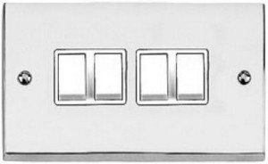 CR994 4 Gang 2 Way Polished Chrome Plate Rocker Switches - Square