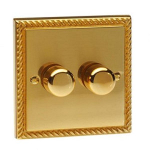 2G 200Va Georgian Brass Low Voltage Dimmer