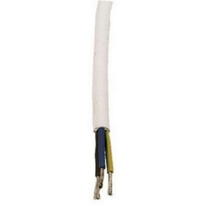 3183TQ 0.75mm2 White 3 Core Butyl Heat Resistant Flex, 6 Amps, 50m