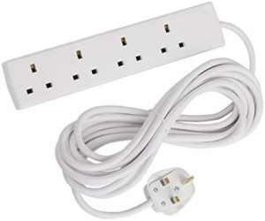 4 Gang 5 Metre 13 Amp White Extension Lead