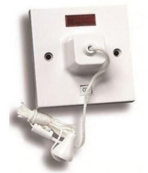 MK Electric Ceiling Cord Switch White 50 Amp Double Pole 1 Way with Neon 3164WHI