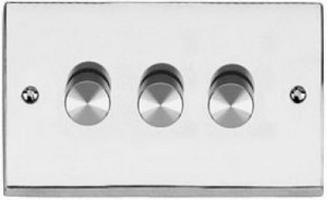 250W Push On/Off Polished Chrome Mains Voltage Dimmer