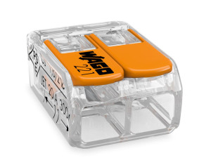 Wago 221 Series 2 Way Compact Lever Splicing Connectors- Conductor Terminal Block (Box of 100)