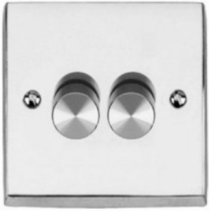 2 Gang 200V Polished Chrome Low Voltage Dimmer