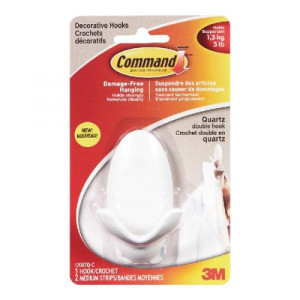 Command 17087Q 3M Adhesive Double Hook Quartz Pack of 2