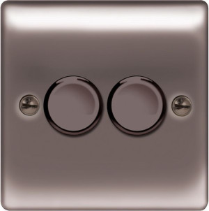 NBN82 Double Intelligent LED Dimmer Switch, 2-Way Push On/Off-Black Nickel