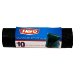 Hero SREF10 Hero Heavy Duty Refuse Sacks 50L Bin Rubbish Bags Waste Extra Strong Black