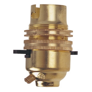 Lyvia LHBCBRSW BC Brass Safety Lamp Light Holder 1/2 Inch Switched with Earth