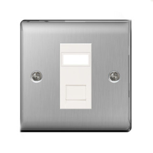 1G Rj45 Socket (691) Satin Chrome T03.968.W-RJ45