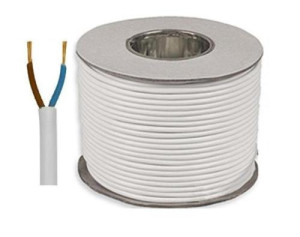 3182Y1.0-100-WHT 2 Core PVC Flexible Cables 1.0MM2 White 100M 10 AMPS