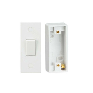 Lyvia ABMARCSWPAT Architrave Switch and Pattress, 1 Gang 2 Way Plastic Light Switch