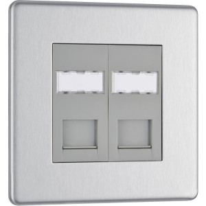 2G Rj45 Socket Satin Chrome T03.958.BK-RJ45