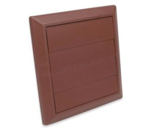 150mm diameter gravity flap wall grille, brown plastic, kitchen ventilation