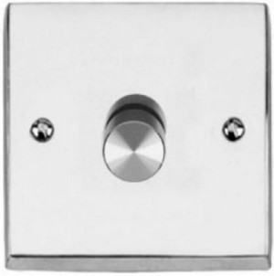 CR975/4 Single Gang 1/2-Way 400W Rotary Polished Chrome Mains Voltage Dimmer