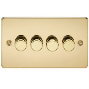 KNIGHTSBRIDGE FLAT PLATE 4G 2 WAY DIMMER 60-400W - POLISHED BRASS, FP2164PB
