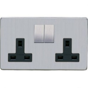 13A Twin Socket Satin Chrome Y33.250.SCBK