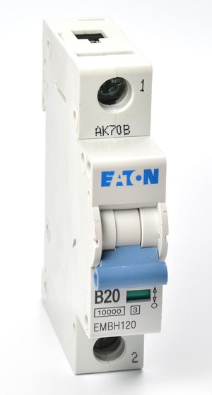 Eaton Memshield 3 MCB 20A 10/15kA Trip Type B 1P, EMBH120
