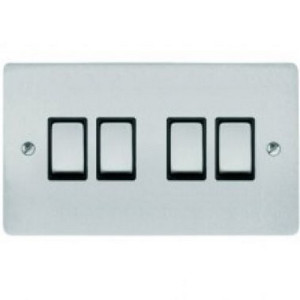 4G 2W Rocker Twin Plate Scbk Satin Chrome T03.830.SCBK
