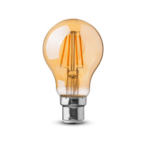 V-TAC VT107 Vintage LED Filament Bulb-Amber Glass A60 Samsung Chip 2200K B22 4W