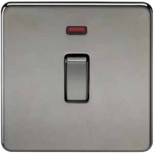 Screwless 20A 1G DP Switch with Neon - Black Nickel
