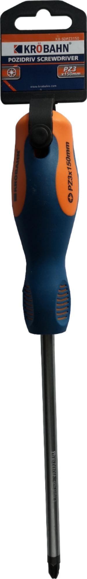 Krobahn Pozidriv Screwdriver PZ3 x 150mm Magnetic Tip Rubber Handle, KB-SDPZ3150