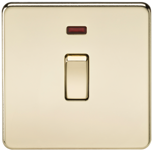 Screwless 20A 1G DP Switch with Neon - Polished Brass