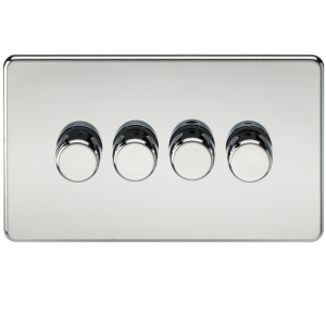 Screwless 4G 2-way 10-200W (5-150W LED) trailing edge dimmer - Polished Chrome