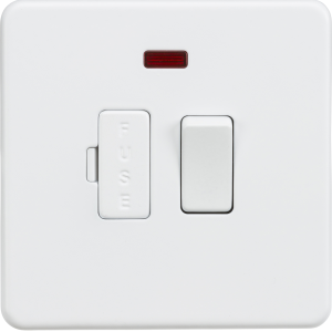 Screwless 13A Switched Fused Spur Unit with Neon - Matt White
