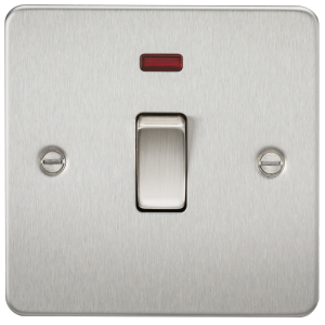 Flat Plate 20A 1G DP switch with neon - brushed chrome